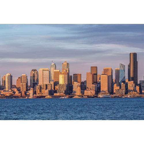Washington State-Seattle Waterfront and Skyline at Sunset